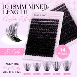 DIY Lash Extension Kit 60D Wispy Lashes 3D Volume Lash Extensions 10-18mm Individual Cluster Lashes Kit Lash Bond and Seal,lash Tweezers,Mascara Brush Natural Look Volume Extensions Beginner Friendly