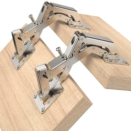 Chibery 2 Pack 170 Degree Soft Close Cabinet Hinges, Slow Smooth Hidden Frameless Lazy Susan Hinge, Concealed Hardware Surface Mount, Lid Support Trap Door, Self Closing for Corner, Kitchen Cupboard