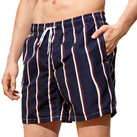 SNOW DREAMS Mens Swimming Trunks 5 inch Shorts Bathing Suits Qucik Dry Board Shorts Lightweight Blue Stripes S