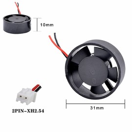 WINSINN - Círculo redondo de ventilador de 30 mm, 12 V, micro 12 V, rodamiento hidráulico 3010, refrigeración sin escobillas, 31,5 x 10 mm, 2 pines (paquete de 5 unidades)