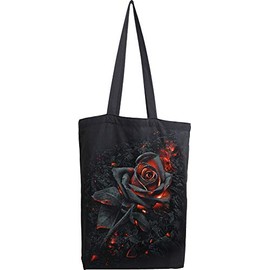 Spiral Burnt Rose Unisex Fabric Bag Black Undefined Everyday Goth, Gothic, Rockwear, black