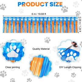 Mindsoft 3 Pack Blue Dog Fringe Banner for Birthday Decorations 20 ft Paw Birthday Supplies Orange Blue Hanging Fringe Tinsel Garland Streamers Photo Booth Prop for Backdrop