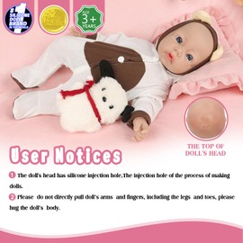 Vollence 17 inch Reborn Silicone Baby Dolls Full Body Girl Anatomically Correct for Kids Toddlers Child Children Birthday Chirstmas Gifts - Girl