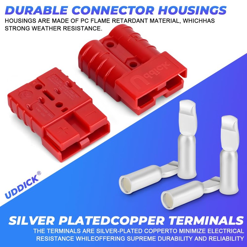Uddick 4PCS 50A 6-10 Gauge Battery Cable Quick Connect/Disconnect Connector