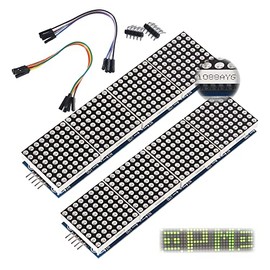 ALAMSCN MAX7219 Dot Matrix Module 32x8 4 in 1 LED Display Modules for Arduino Raspberry Pi Microcontroller with 5Pin Wires Green (Pack of 2)