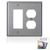 Leviton 2-Gang, 1-Decora, 1-Duplex Receptacle Stainless Steel Midway Wallplate, SJ826-40,