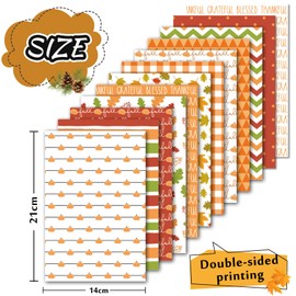 Whaline 60 Pcs Fall Pattern Paper Autumn Leaves Pumpkin Plaid Waves Craft Paper Orange Origami Double Sided A5 Paper For Holiday Thanksgiving Harvest DIY Card Making Scrapbook Photo Album Decor