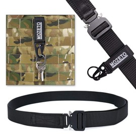 Mozeto Tactical Belt, Unisex Military Belt with Quick Release Metal Buckle. Nylon Belt for Outdoor, Work, Military, Leisure, Hunting - Black + Army Green New