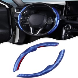 OFFCURVE Juego de 2 Funda de Fibra de Carbono para Volante de Coche,Accesorio Seguro y Antideslizante,Funda para Volante de Auto,Universal para Volante de automóvil de 37-38 cm(Azul)