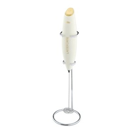 Cilio Latteforte Battery Powered Milk Frother, with Stainless Steel Stand, White, 2.8" x 9.9"
