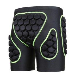 OHMOTOR Padded Shorts Snowboarding Skiing for Men, Snowboard Butt Pad Skateboard Guard, Crash Pants Skating Protective Gear Hip Pads, Impact Compression Shorts (Green XXL)