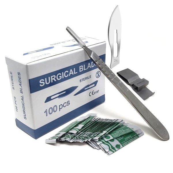 Box of 100 Scalpel Sterile Blades Carbon Steel Individually Foil