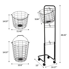 uyoyous 3 Tier Wire Laundry Basket, Vertical Laundry Hamper with Removable Baskets, Stackable Clothes Basket on Lockable Wheels for Bedroom, Bathroom