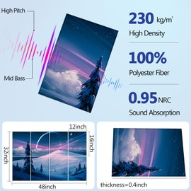 BUBOS 8 Pack Art Acoustic Panels Self-adhesive Soundproof Wall Panels,48X32Inches Sound Absorbing Panels,Decorative Acoustical Wall Panels, Acoustic Treatment for Recording Studio(Art 01)