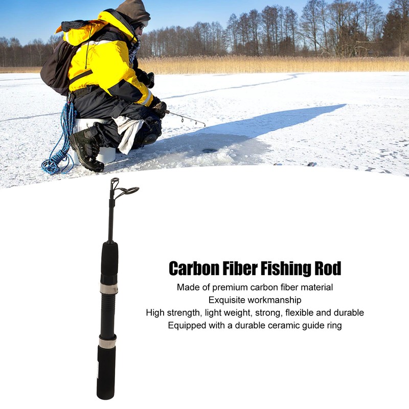 Mini Ice Fishing Rod Carbon Fiber with Ceramic Guide Ring