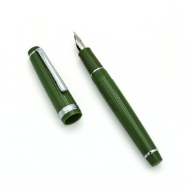 Jinhao 82 Fountain Pen - Acrylic Material Pen Barrel, Iridium Extra Fine Nib with Ink Converter Smooth Writing Classic Design Avocado Green (Silver Trim, EF)