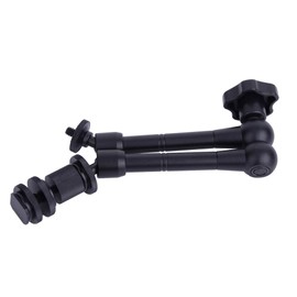 Magic Arm With 11" Articulating Adjustable Friction/Two 360° Ball Heads With 1/4" Screw Threads, Compatible For Hot Shoe Cameras, Camcorders, and Various Devices