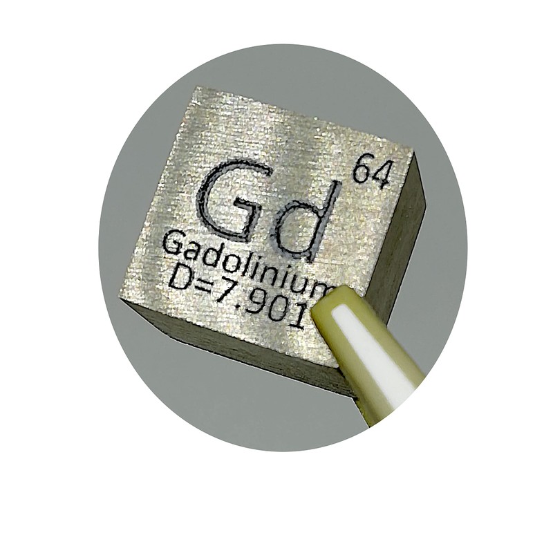 Element Specimen Gadolinium Gd (0.4 inch (10 mm) Cube, Engraved