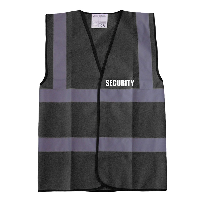 Security Printed Black Hi Vis Vest/Waistcoat, Security Officer, Security Guard