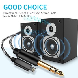 WLTASUY [ MFi Certified] 6FT Lighting to 1/4 TRS Audio Stereo Cable, 6.35mm 1/4 Male Aux Audio Cord Compatible with i-Pad, i-Phone 13 Pro for Amplifier, Mixer, Home Theater, Speaker ect