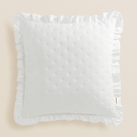 ROOM99 Molly 45 x 45 cm Decorative Cushion Cover Throw Cushion Cover Decorative Aesthetic Modern Bedroom Living Room with Ruffle White 1 Piece