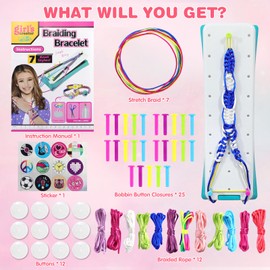 Motiloo Friendship Bracelet Making Kit for Girls - Arts and Crafts Toy, DIY Birthday Gift for Kids, Ages 7-12, Travel Activity and Party Supply with Bracelet String Maker