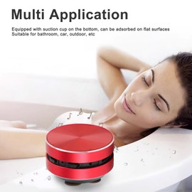 Bone Conduction Speaker, Portable Wireless Speaker Stereo Speaker, Dual Speaker Bluetooth 5.0 Bass Speaker with Suction Cup, Intercom, FM Radio Function, for Bathroom Outdoor (Red)