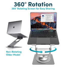 Lifelong 360 Rotating Ergonomic Laptop Stand for Desk, Laptop Riser with Swivel Base, Adjustable Computer Stand for 10-17" MacBook Pro & All Laptops- Portable Standing Desk Converter- Height 16"