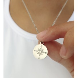 Compass Necklace Graduation,Silver Sport Stainless Steel Adjustable Friendship Compass Necklace Graduation Gifts for Her Meaningful Keepsake - Inspirational Jewelry Necklace