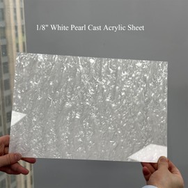 TOEPODO Pearlescent Ripple Cast Acrylic Sheets 1/8 Thick for Laser Cutting Plexiglass Sheets for Art Design Crafting DIY Home Decore Festival Ornaments (3, White Marble, 8x12 Inch)