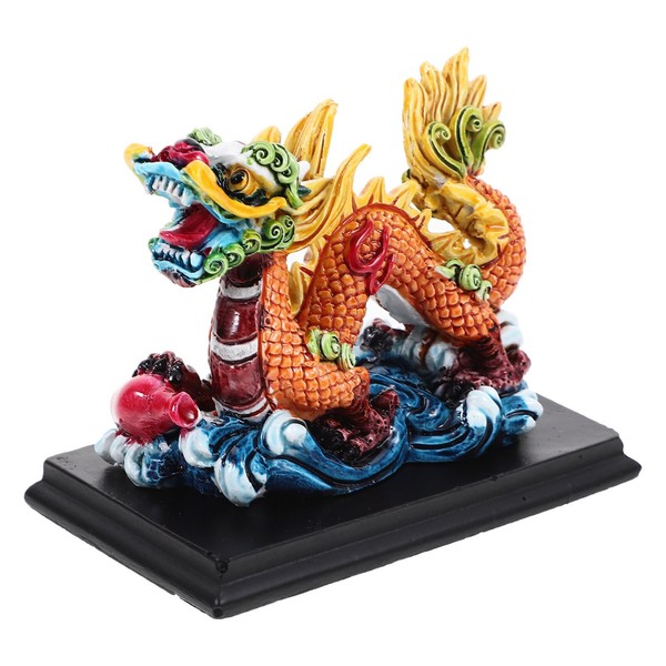 PRETYZOOM Chinese Feng Shui Dragon Statue Sculpture Figurine Feng Shui Decoration Desktop Chinese Zodiac Dragon Animal Figurine For Good Luck Wealth A