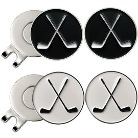 Adhere Golf Ball Markers Personlized Logo Enamel with A Strong Magnetic Hat Clips A Premium Golf Gifts for Golfer (Style L Golf Club 2pcs White+2pcs Black)