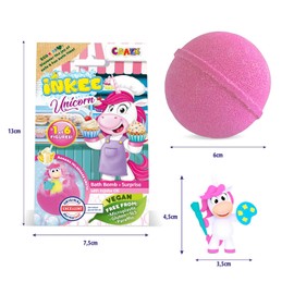 INKEE UNICORN PROFESSIONS | 3x Badebomben Kinder mit Überraschung - 3 von 6 verschiedenen Einhörnen zum Sammeln - 3x 100g Badekugeln mit Bananenmilchshake-Aroma und Jojobaöl, Rosa oder Grün