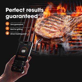 Orka Meat It 3 Wireless Bluetooth Meat Thermometer for Cooking - Direct-Heating Flame Resistant - Measures Core, Surface, & Ambient Temperatures - For BBQ, Oven, Grill, Sous Vide, Smoker (320ft Range)