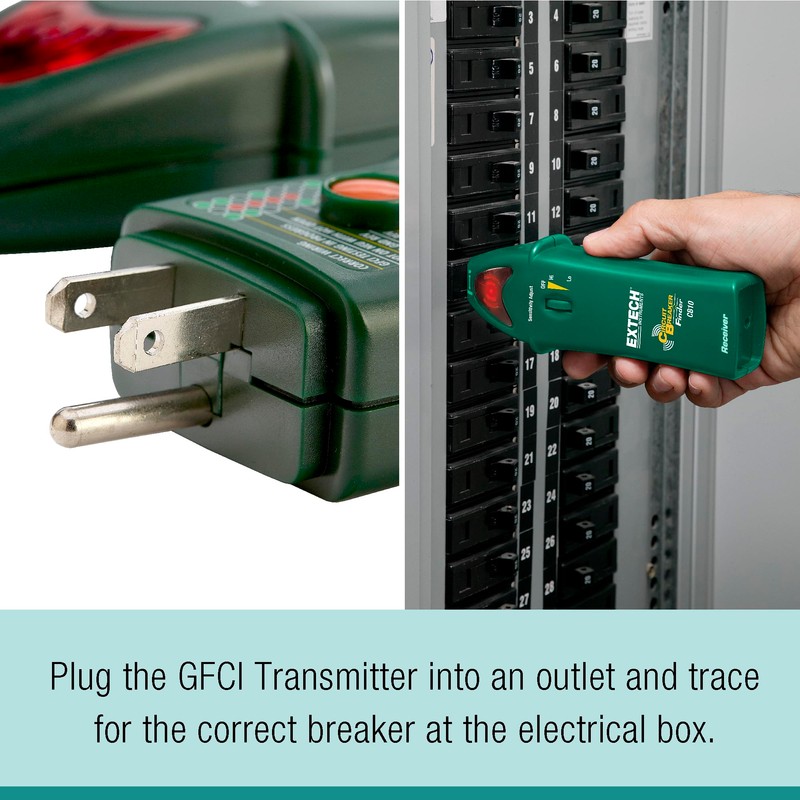 Extech CB10 Circuit Breaker Finder, Locates fuses/Breakers, Tests receptacles and