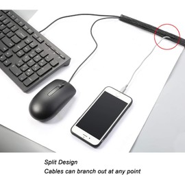 Funda de protección para cables trenzados de 7,6 m - 1,3 cm, sistema de gestión de cables autoenrollable para TV/computadora/home theater/compartimento del motor - Negro