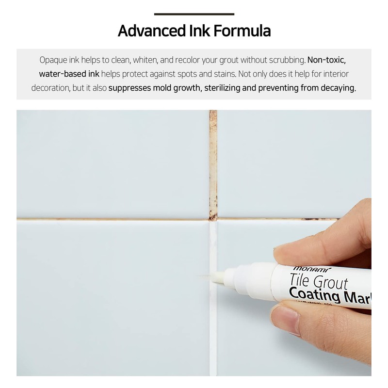 MONAMI Tile Grout Coating Marker 401, Chisel Tip (1.5~4mm), Repair