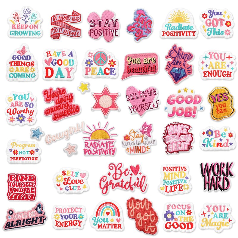 38 Pcs Positive Affirmations Iron On Patches Bulk, Cute Hat