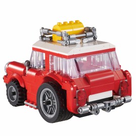 W WISE BLOCK Kleine Bauklötze baubar Ferngesteuertes Notfallfahrzeug STEM-Bauspielzeug für Kinder ab 8 Jahren (321 Stück), Rot