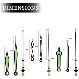 LEEQ Set of 12 Style Hands for Wall Clock - Aluminium Clock Hands Kit Quartz Clock Movement Long Hands DIY Replacement Parts for Clock Repair, Fluorescence Hands for Wall Clock