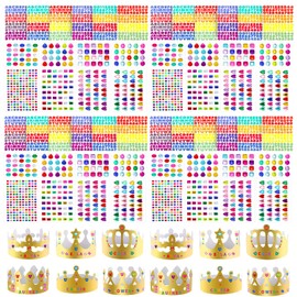 152 Pcs Paper Crowns for Kids Boys Girls Adults Princess Prince King, Classroom Crown, Birthday Party Hats with Gold Gem Jewels Number Letter Stickers, DIY Decor Favor Supplies