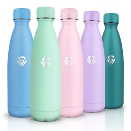 HoneyHolly Stainless Steel Water Bottle, 500 ml, BPA-Free, Thermos Flask, 18/8 Stainless Steel, Children's Water Bottle, Double-Walled Vacuum Insulated, Thermos Flask for School, Outdoor, Camping,