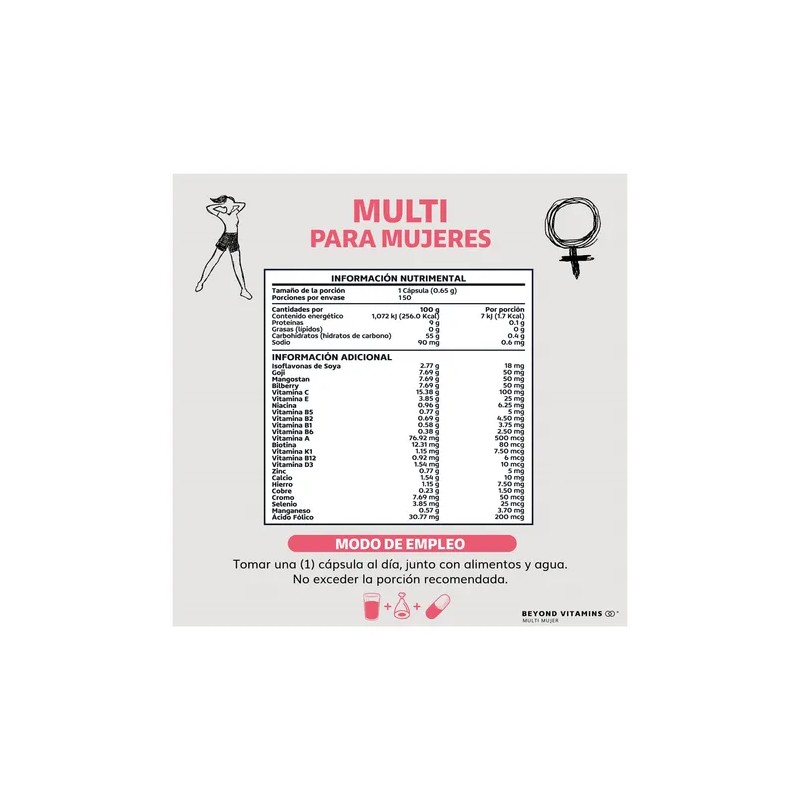 Multi Vitaminico Para Mujer Contiene Goji, Bilberry, Mangosta, Magnesio, Biotina,
