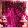 10x10ft Rose Red Backdrop Curtains with Lights String for Wedding