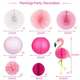 zilue Tropical Party Decorations Pink Flamingo Party Supplies Pom Poms Paper Flowers