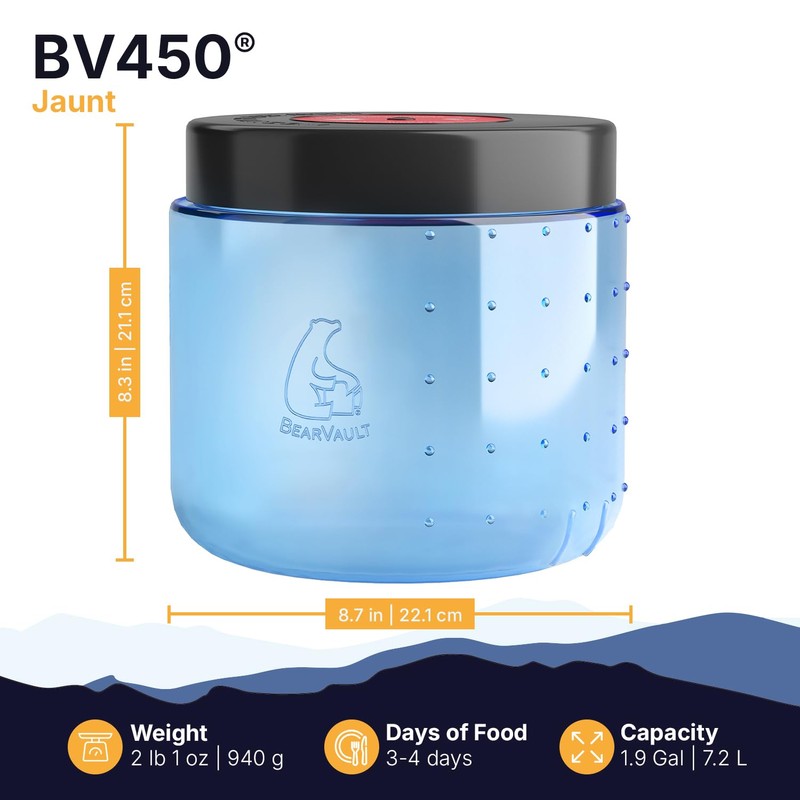 BearVault BV450 Jaunt Portable Bear Canister for Backpacking - Medium