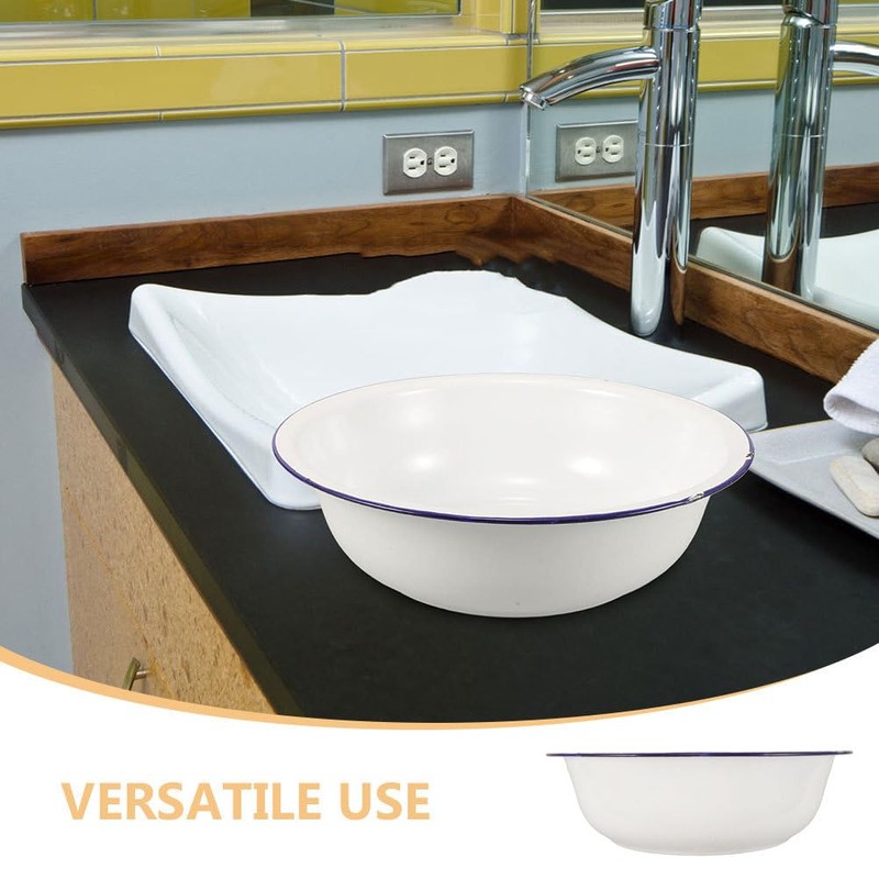 Large Mixing Bowl Enamel Basin 32cm Face Washing Sourdough Enamel