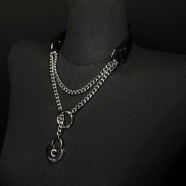 CHICCHOK Heart Slip Chain Necklaces for Women, Love Heart Padlock Day Collar with Key, Stainless Steel O-Ring Adjustable