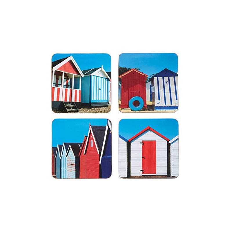 Kitchen Craft Beach Hut Cork Back Laminated Coasters