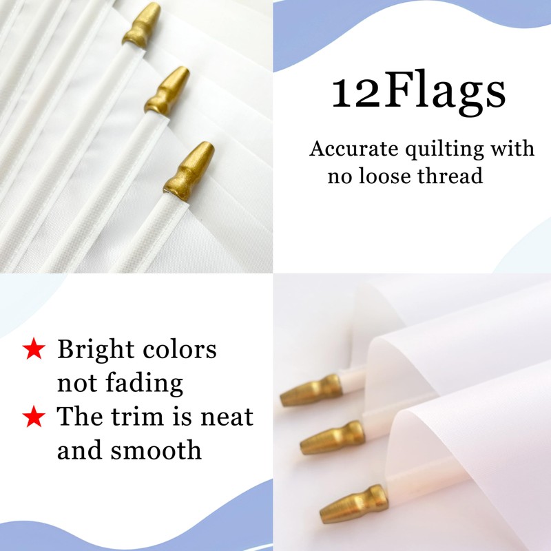 WEITBF 12Pcs 8×12 Inch Solid White Pennant Flags Small Blank